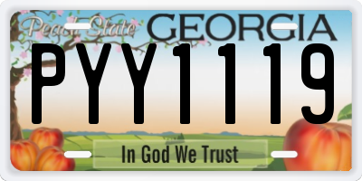 GA license plate PYY1119