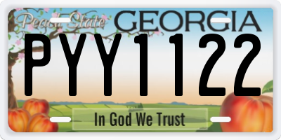 GA license plate PYY1122