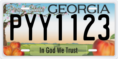 GA license plate PYY1123