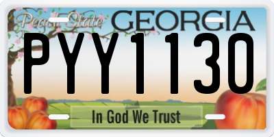 GA license plate PYY1130