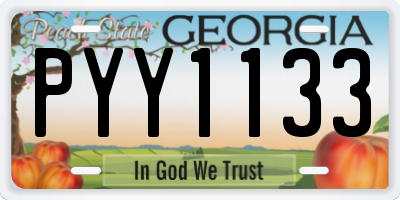 GA license plate PYY1133