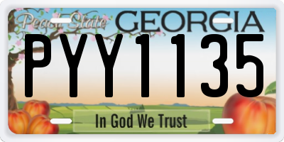 GA license plate PYY1135