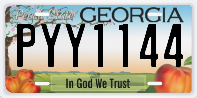 GA license plate PYY1144