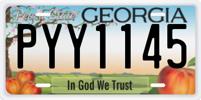 GA license plate PYY1145