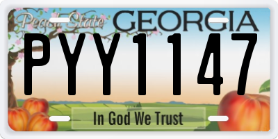GA license plate PYY1147