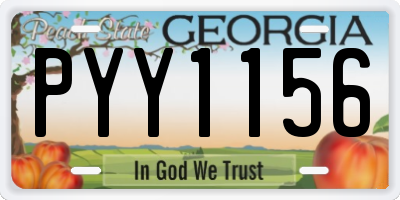 GA license plate PYY1156