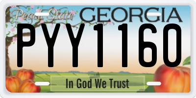 GA license plate PYY1160