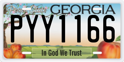 GA license plate PYY1166