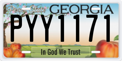 GA license plate PYY1171