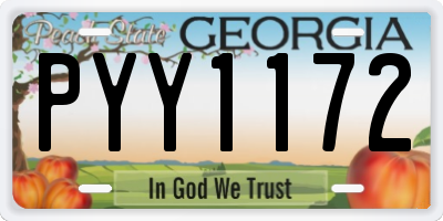 GA license plate PYY1172