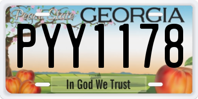 GA license plate PYY1178