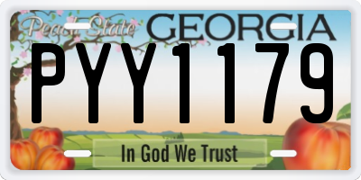 GA license plate PYY1179