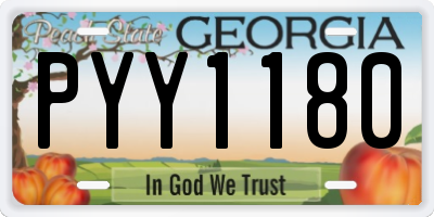 GA license plate PYY1180