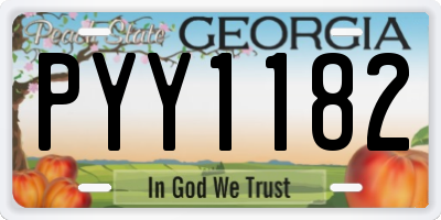 GA license plate PYY1182