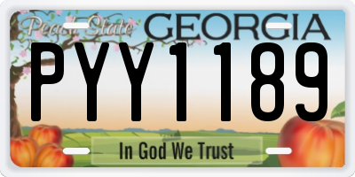 GA license plate PYY1189