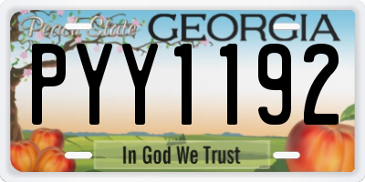 GA license plate PYY1192