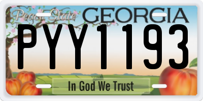 GA license plate PYY1193