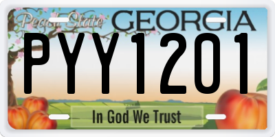 GA license plate PYY1201