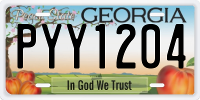 GA license plate PYY1204