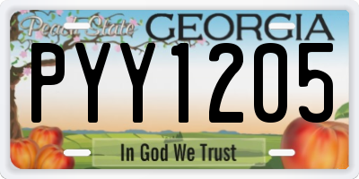 GA license plate PYY1205