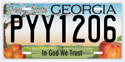GA license plate PYY1206