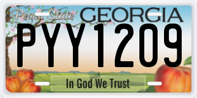 GA license plate PYY1209