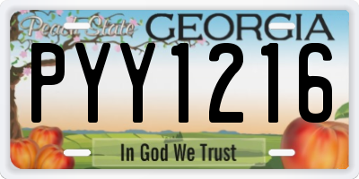 GA license plate PYY1216