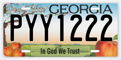 GA license plate PYY1222
