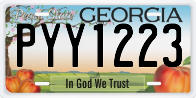 GA license plate PYY1223