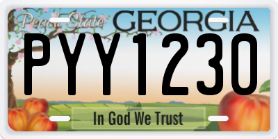 GA license plate PYY1230