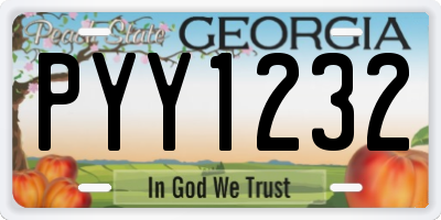 GA license plate PYY1232
