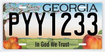 GA license plate PYY1233