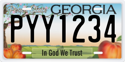 GA license plate PYY1234