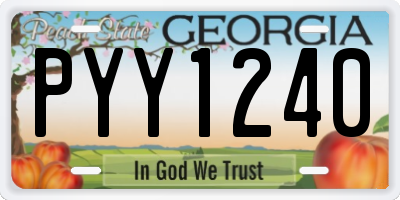 GA license plate PYY1240