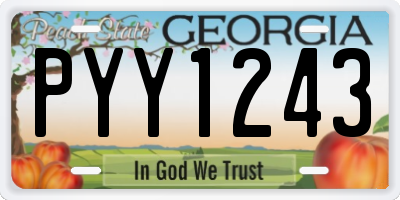 GA license plate PYY1243