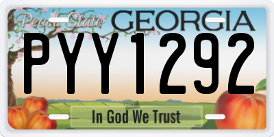 GA license plate PYY1292