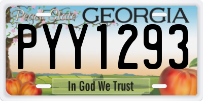 GA license plate PYY1293
