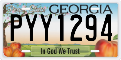 GA license plate PYY1294