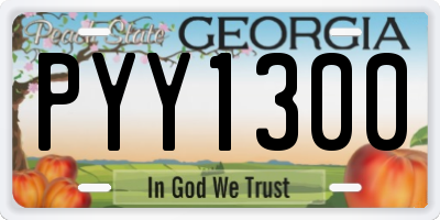GA license plate PYY1300