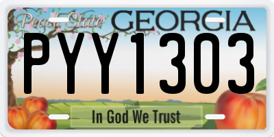 GA license plate PYY1303