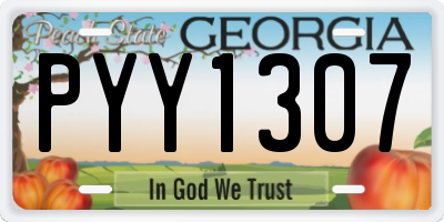 GA license plate PYY1307