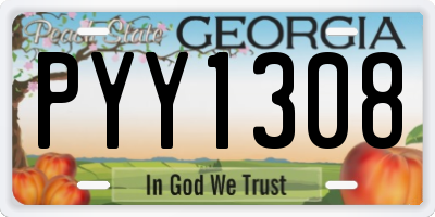 GA license plate PYY1308