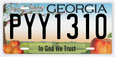 GA license plate PYY1310