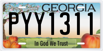 GA license plate PYY1311