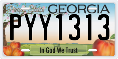 GA license plate PYY1313
