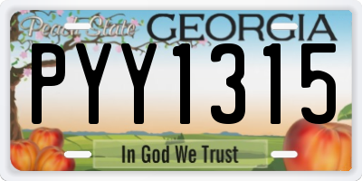 GA license plate PYY1315