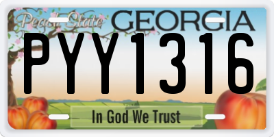 GA license plate PYY1316