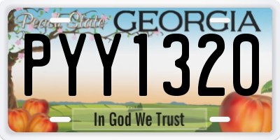 GA license plate PYY1320