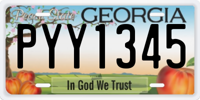 GA license plate PYY1345