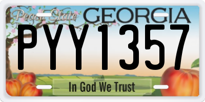 GA license plate PYY1357